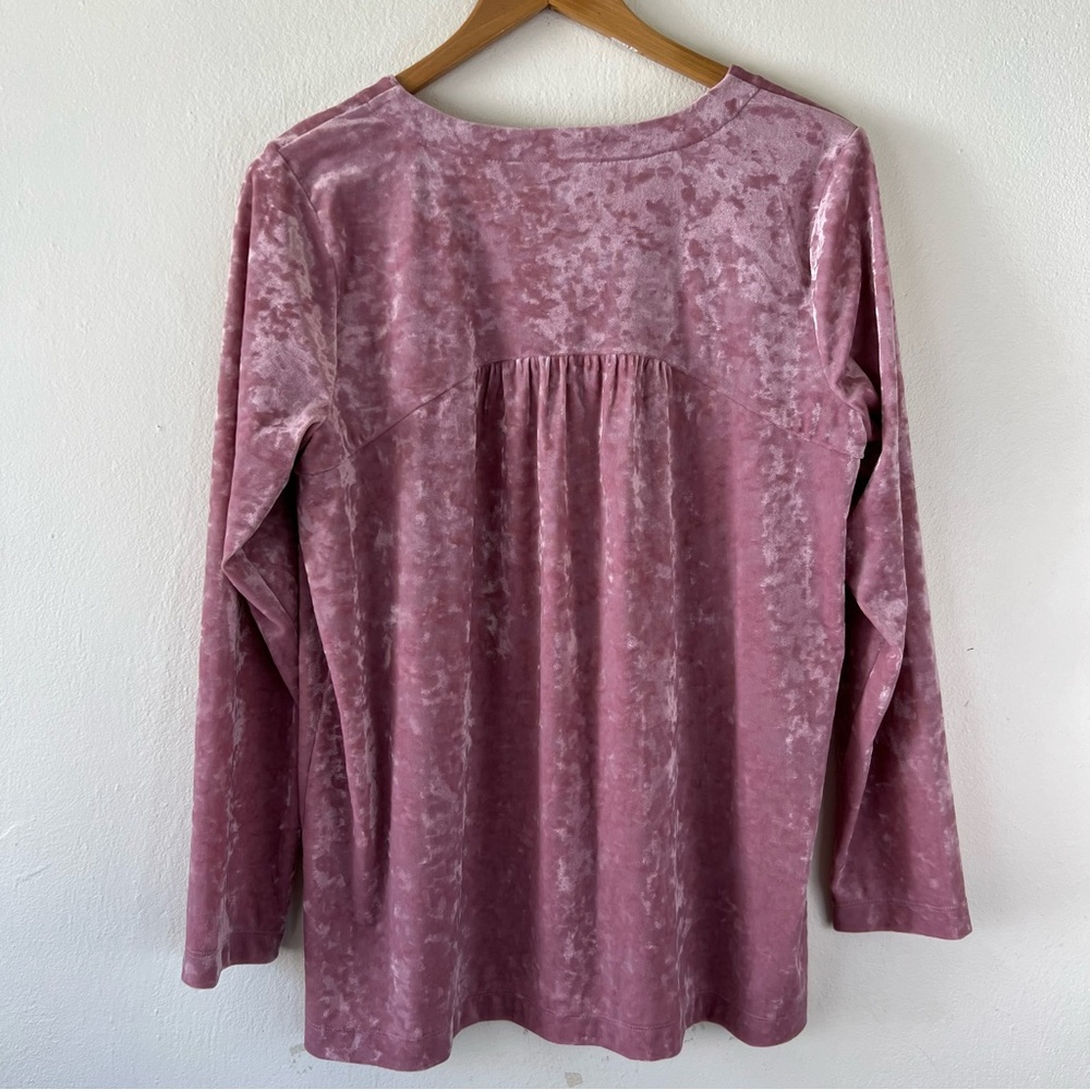 Sold | J. Jill Crushed Velvet Dusty Pink Long Sleeve Blouse Top M - Picture 6 of 10